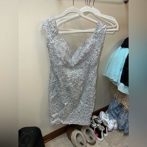 Premier Amour Silver Prom Dress WORN ONCE